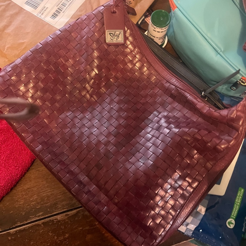 Stylish Burgundy Woven Bag